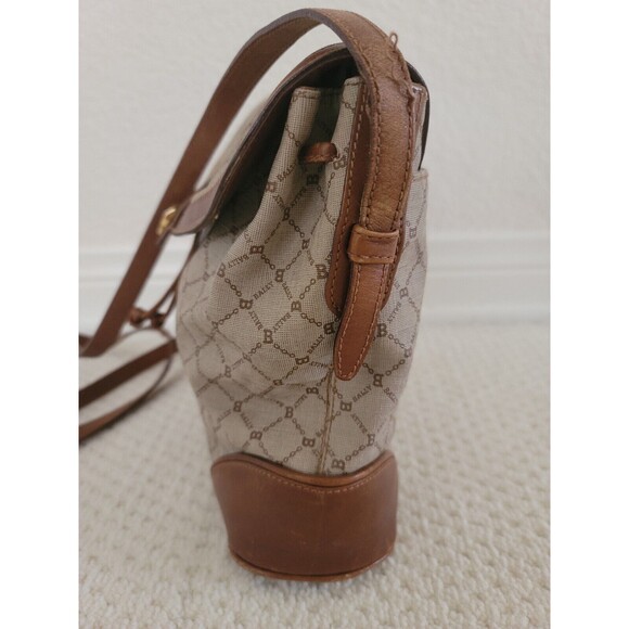 Vintage Bally Logo Canvas Print & Brown Leather handbag shoulder bag ITALY - Picture 4 of 15